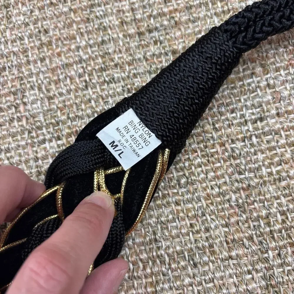 🖤✨ Black & Gold Braided Low-Rise Belt | Unbranded